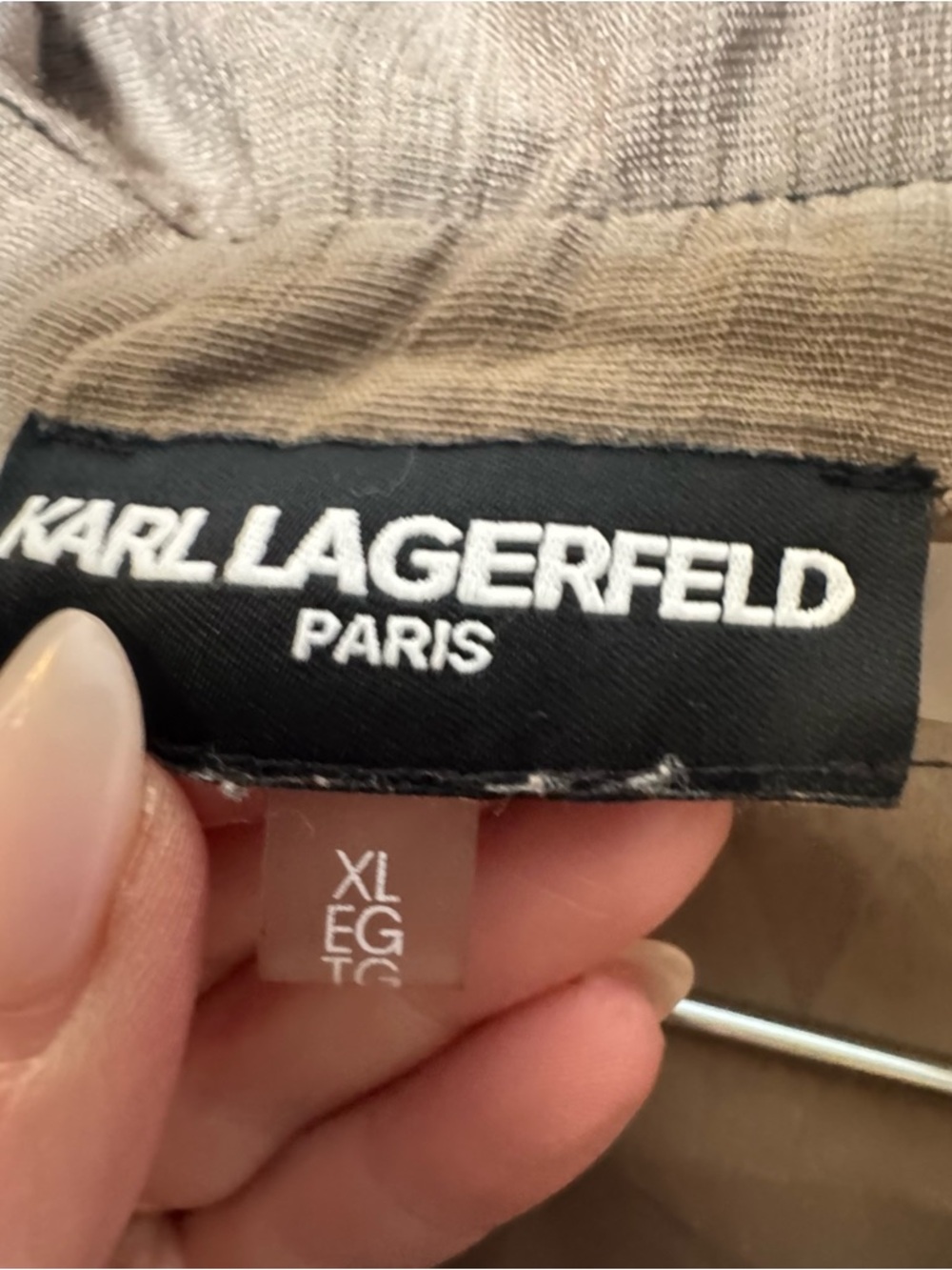 Karl Lagerfeld Taupe Sleeveless Collared Button-Front Midi Dress‎ - Picture 3 of 11